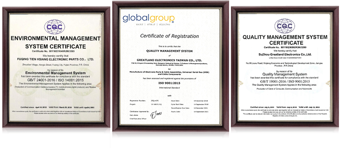 Greatland Electronics Taiwan Ltd.:certificate